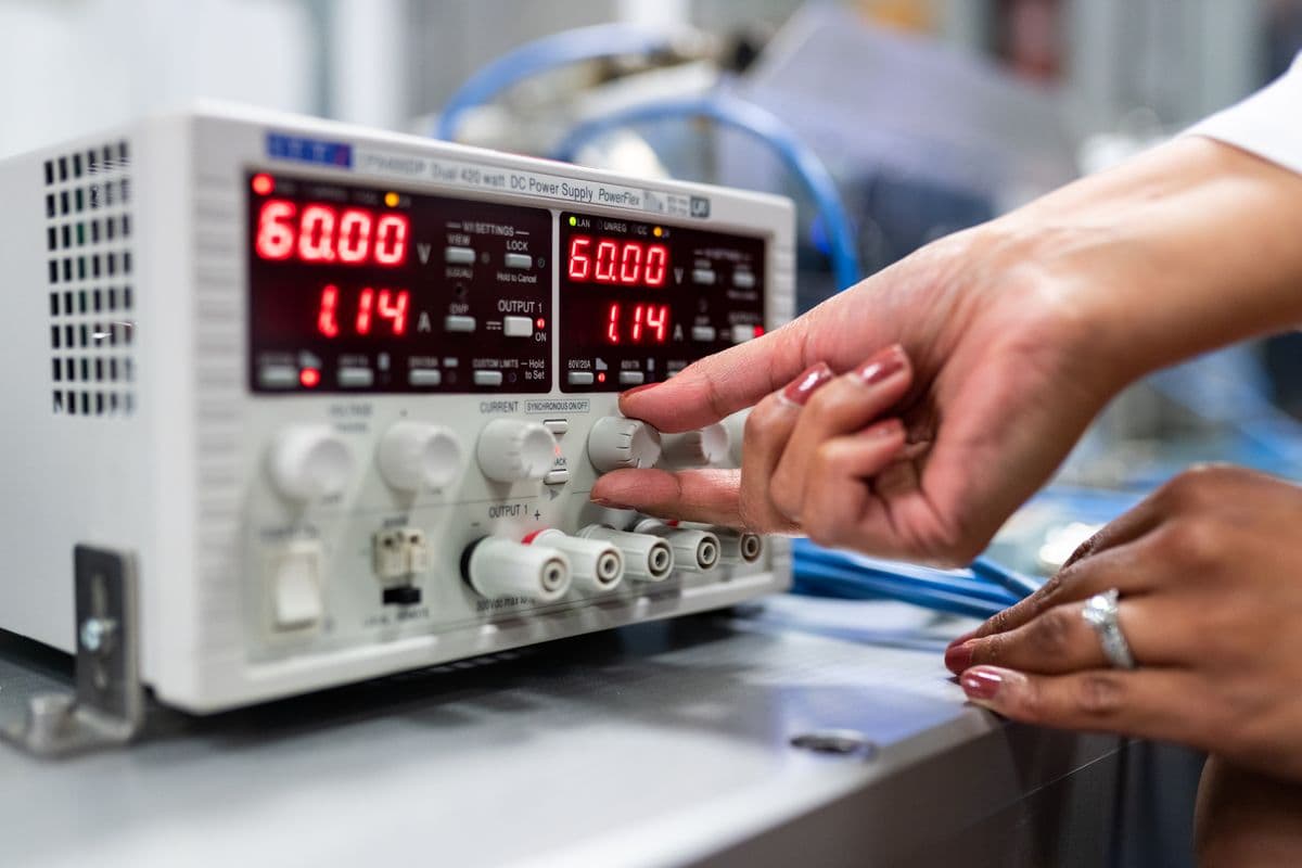 Bench power supply used during electronics diagnostics