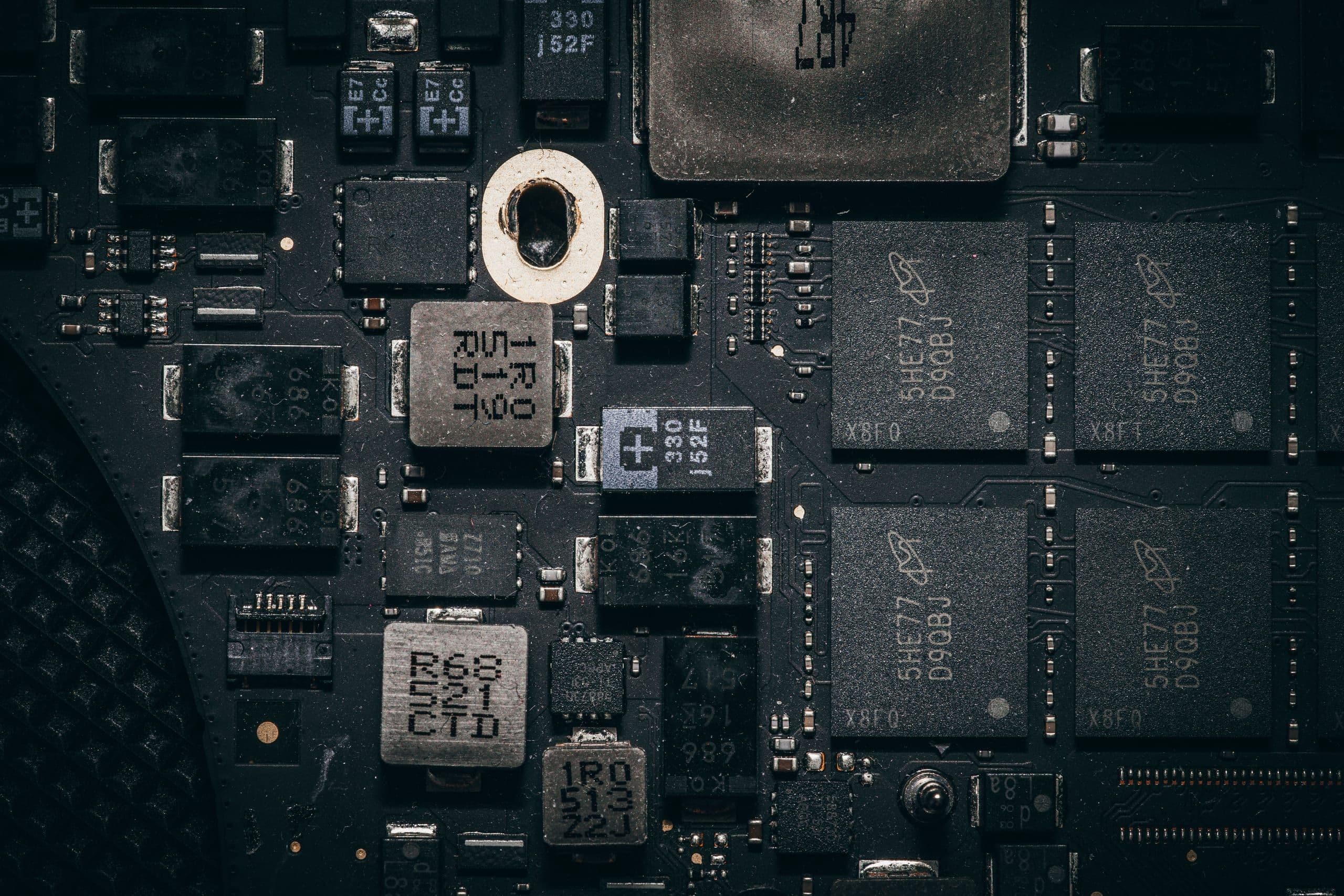 Macro detail of a printed circuit board