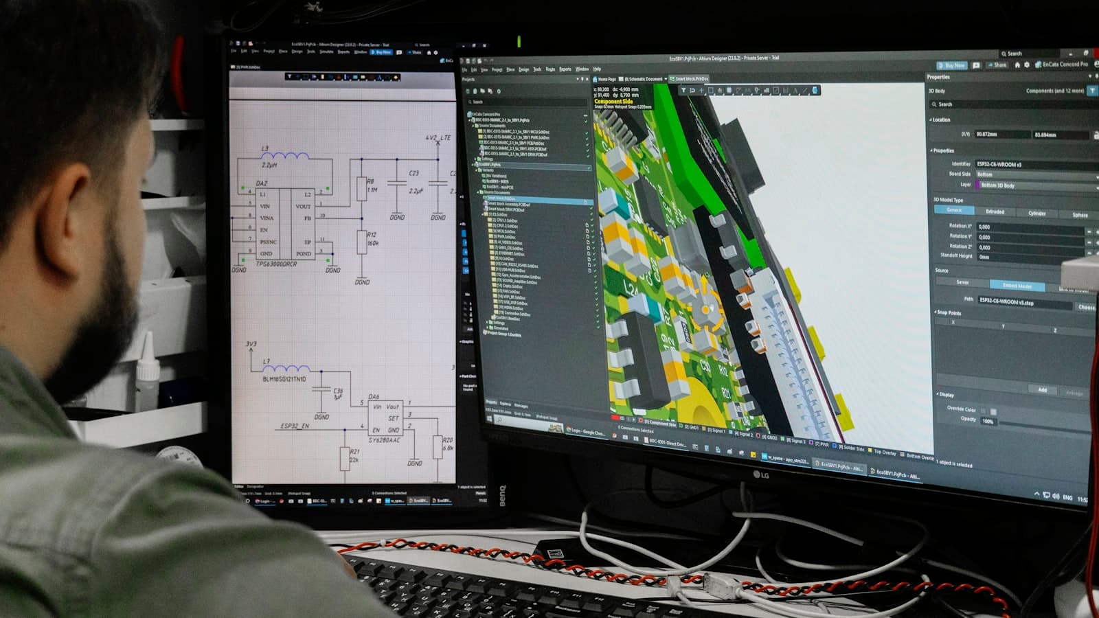 Technical schematic analysis on screen during reverse engineering
